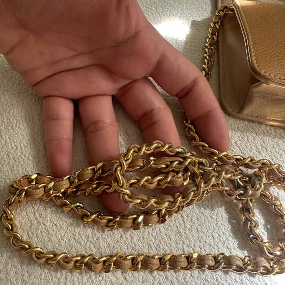 Chanel Camel Leather Bag with Gold Chain - Picture 8 of 9